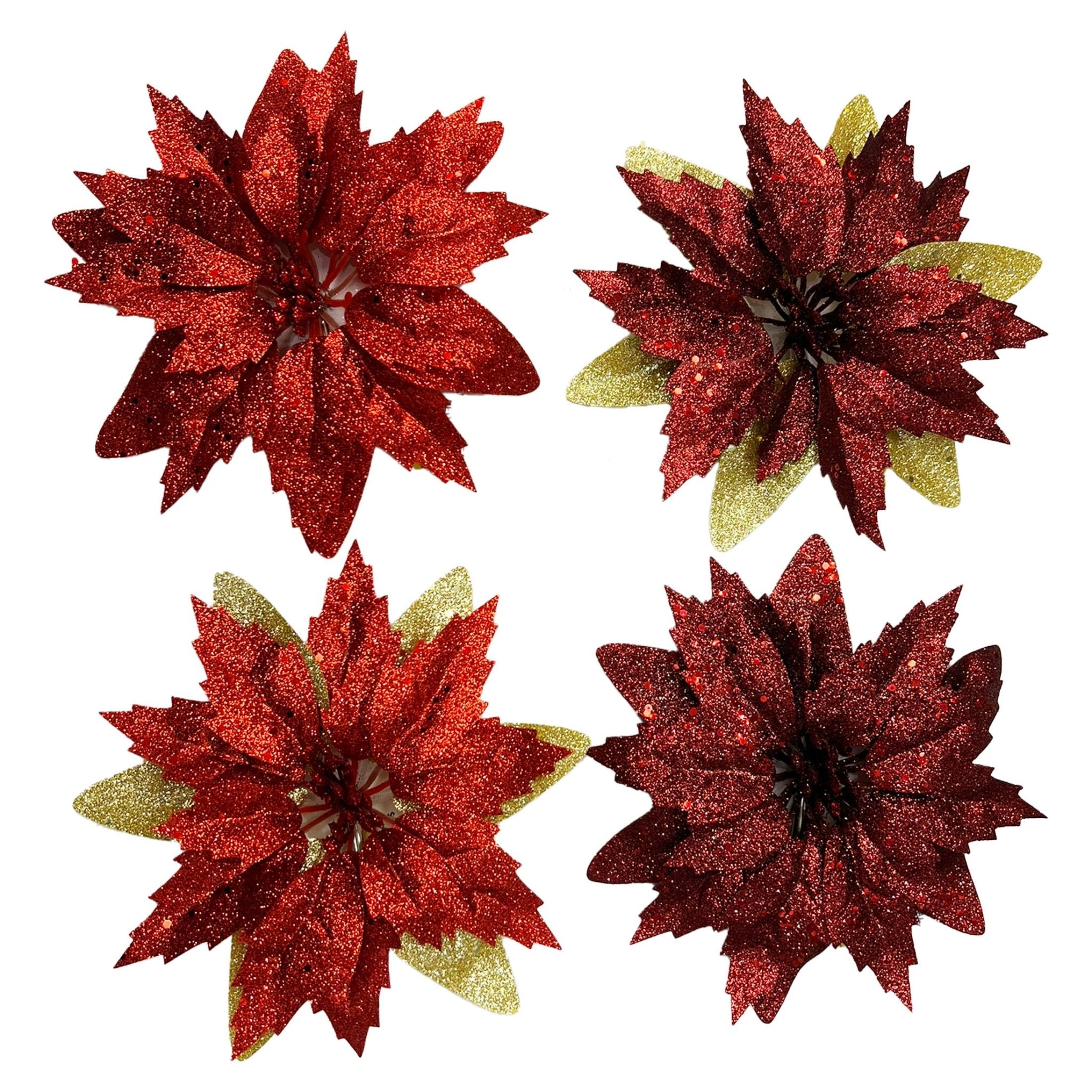 Multi Layer Clip On Fabric Poinsettia - Country Silk