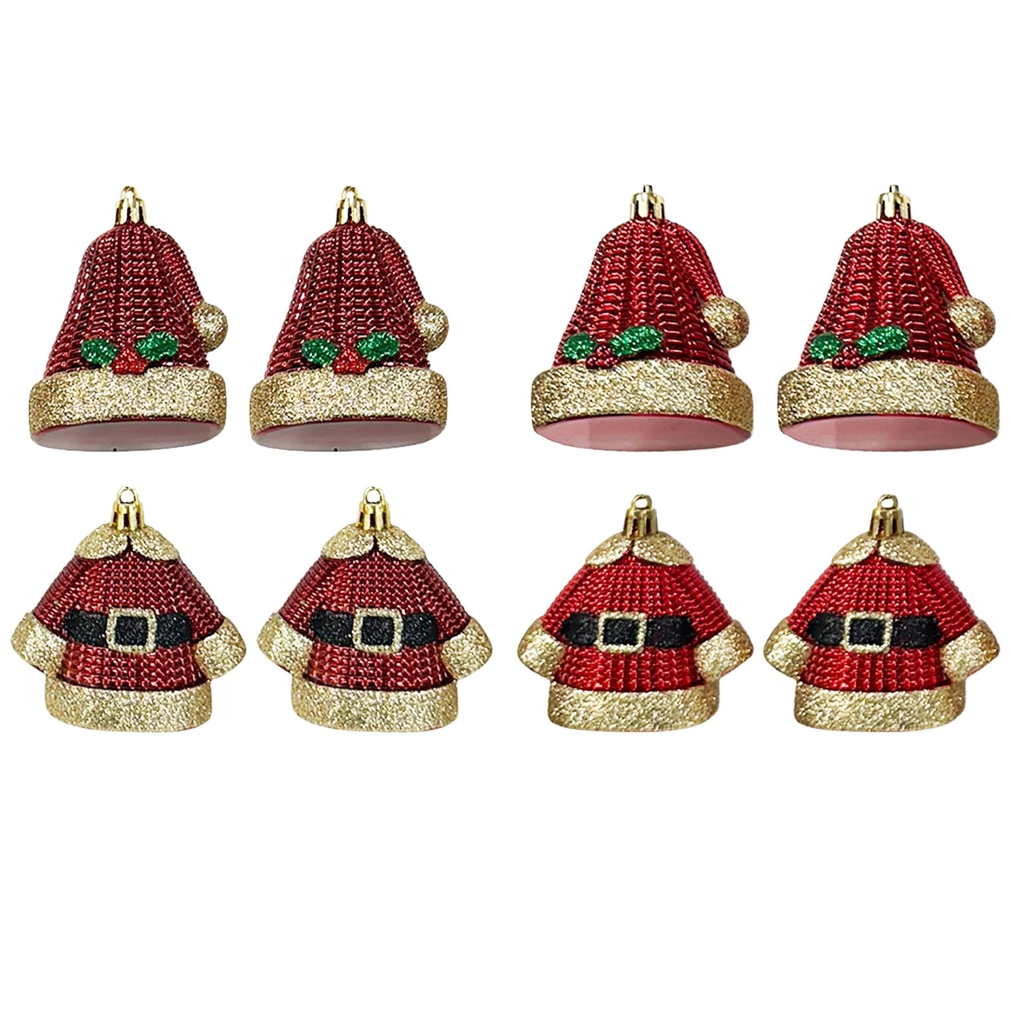 2 Pk Santa Suit And Hat Plated Orn - Country Silk