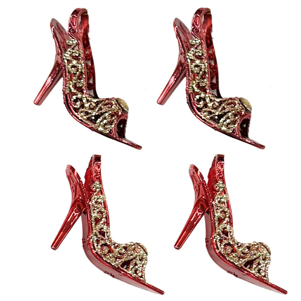 2 Pk High Heel Ornament With Glitter Acc