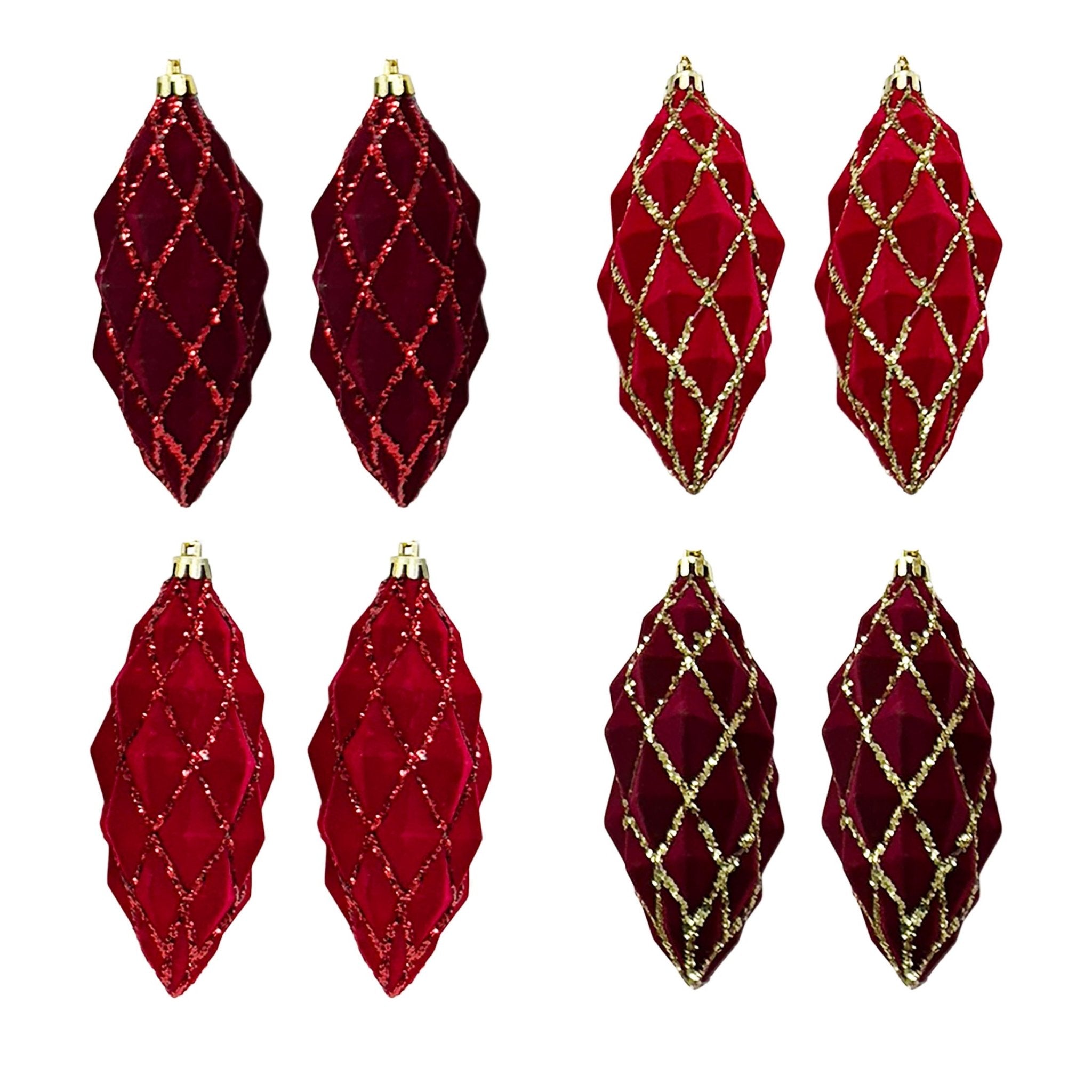2 Pk Elongated Orn With Faceted Surface - Country Silk