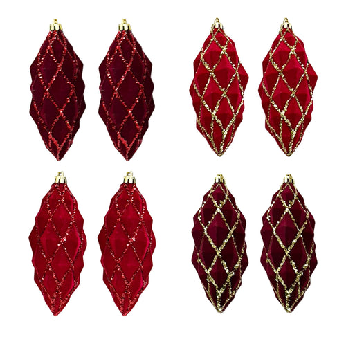 2 Pk Elongated Orn With Faceted Surface - Country Silk