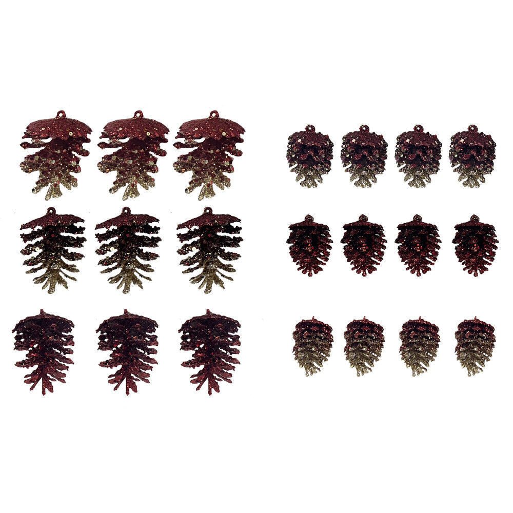 3 Pack And 4Pack Glitter Pine Cone Asst - Country Silk