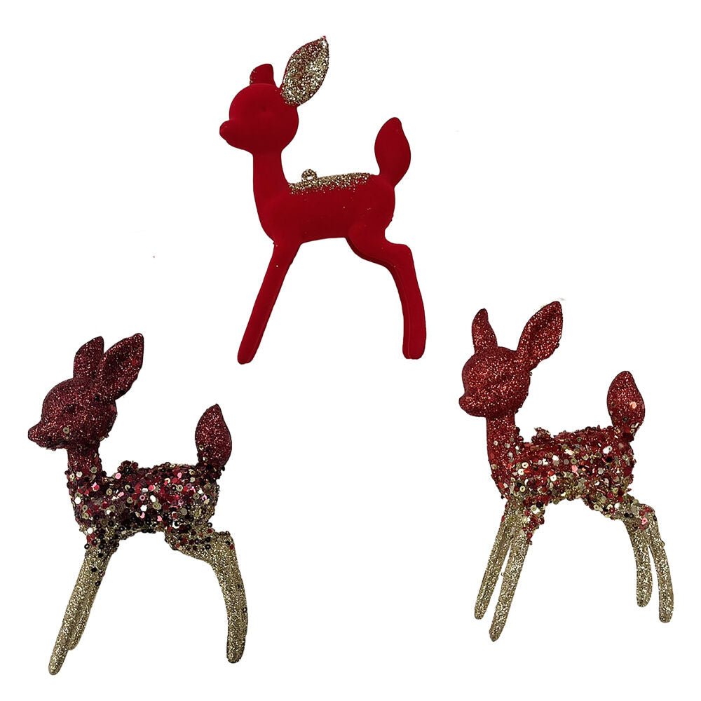 Large Doe Ornament With Multicolor Sequi - Country Silk