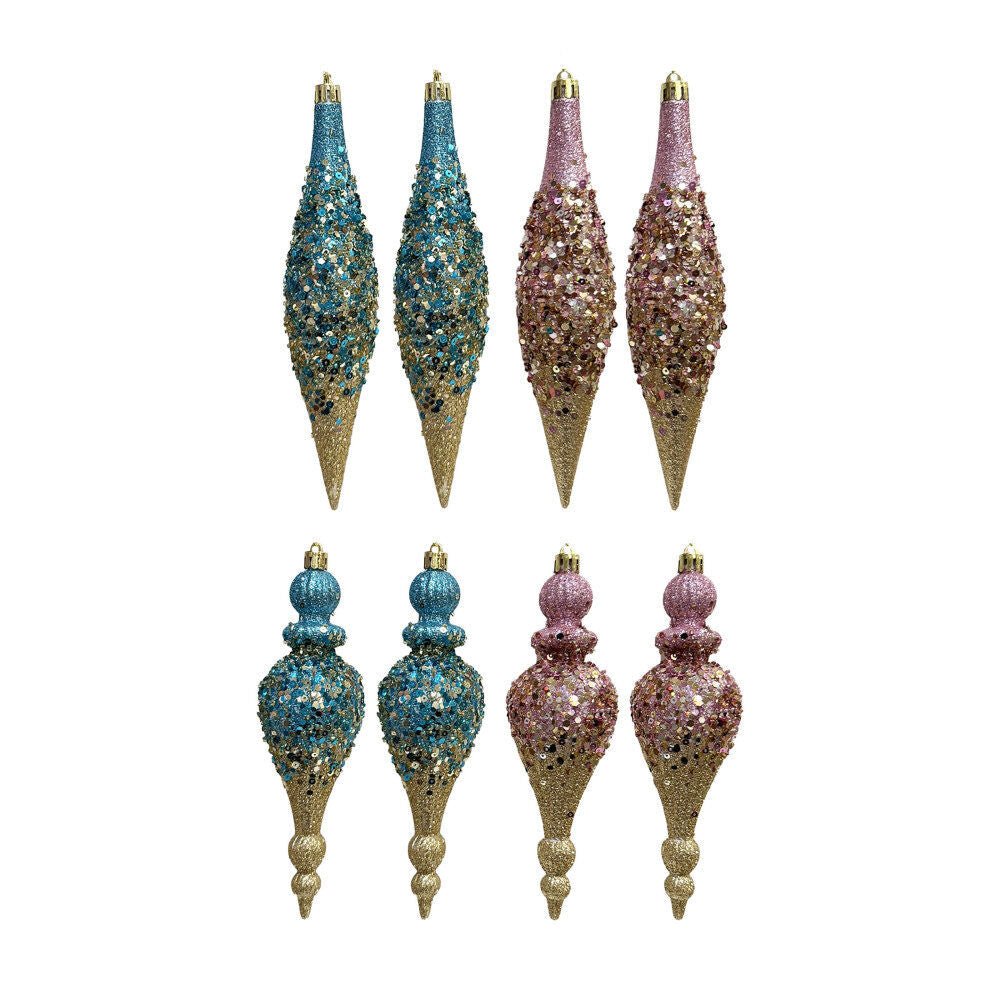 2Pk Ombre Sequin Finial Orn Asst - Country Silk