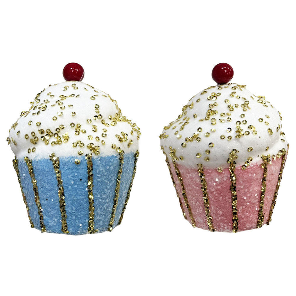 Cup Cake With Glitter Sequin And Cherry