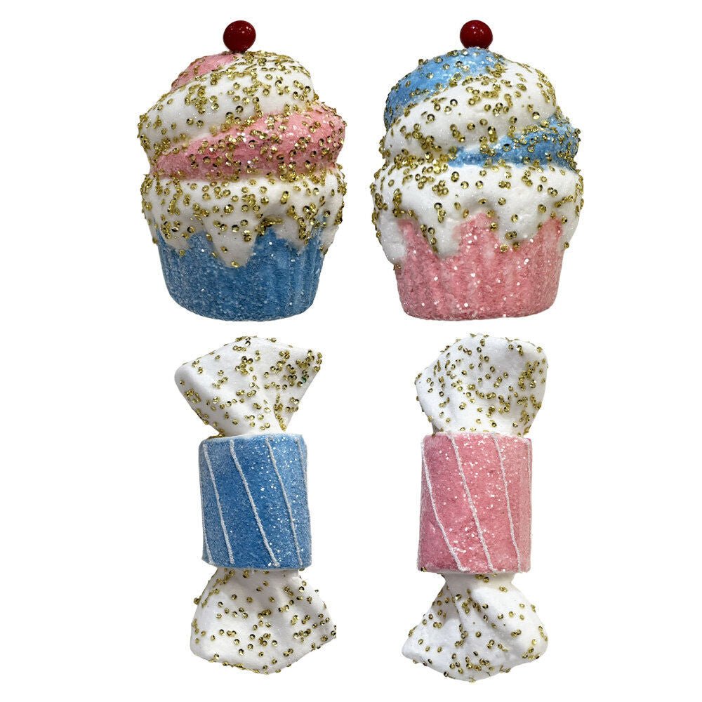 Foam Cup Cake And Candy With Glitter Seq - Country Silk