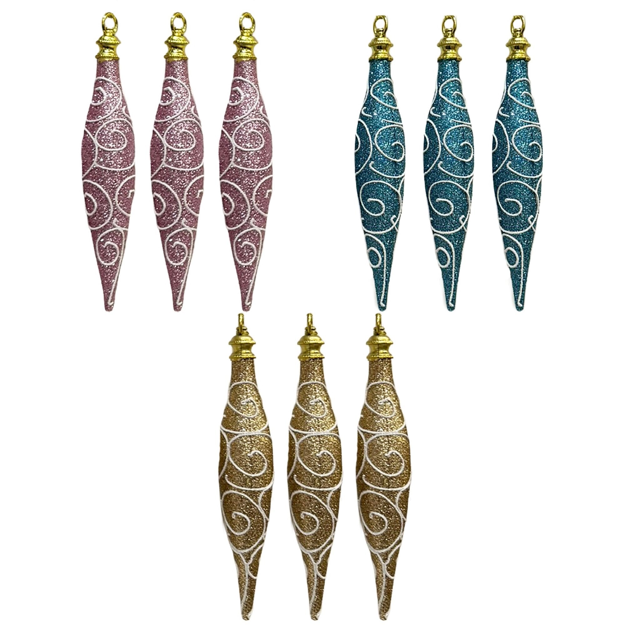 3 Pk Glitter On Glitter Scroll Hp - Country Silk