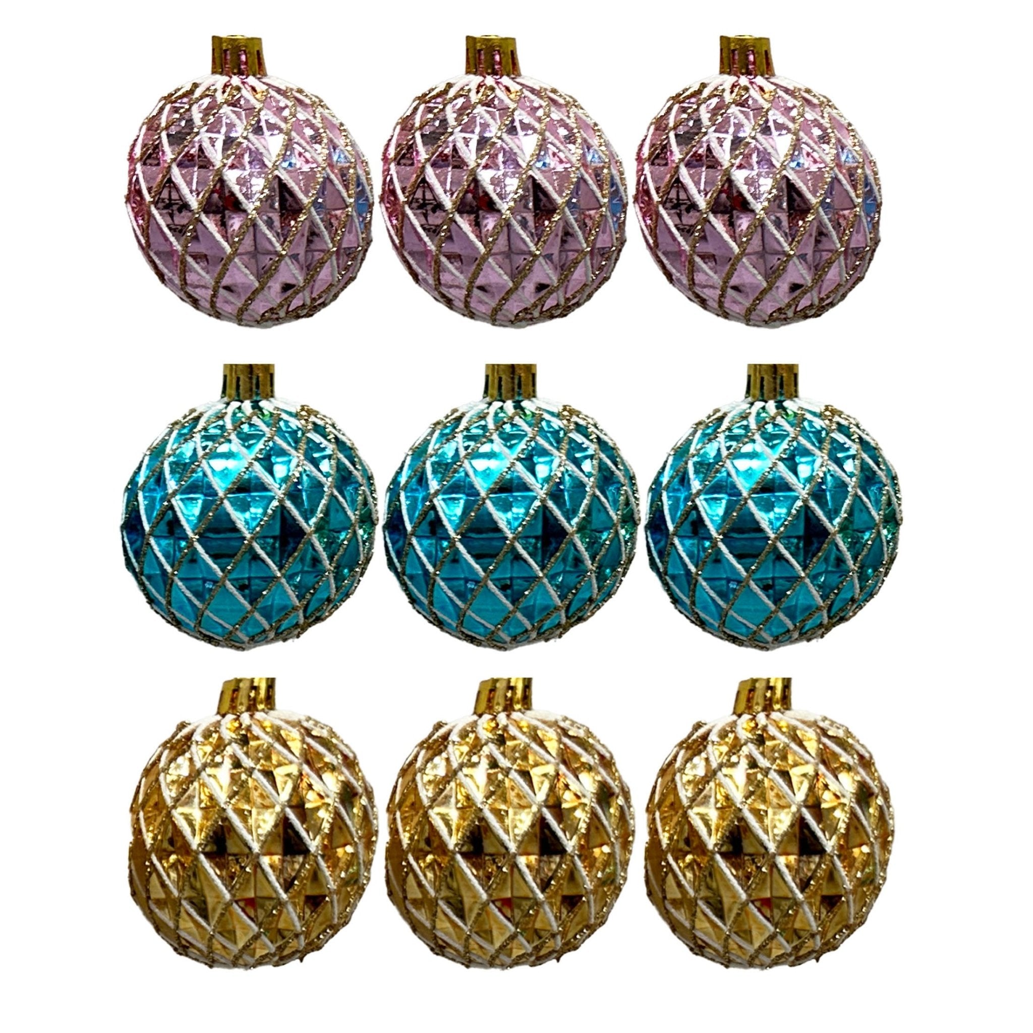 3 Pk Faceted Ball Orn With Hp Asst - Country Silk