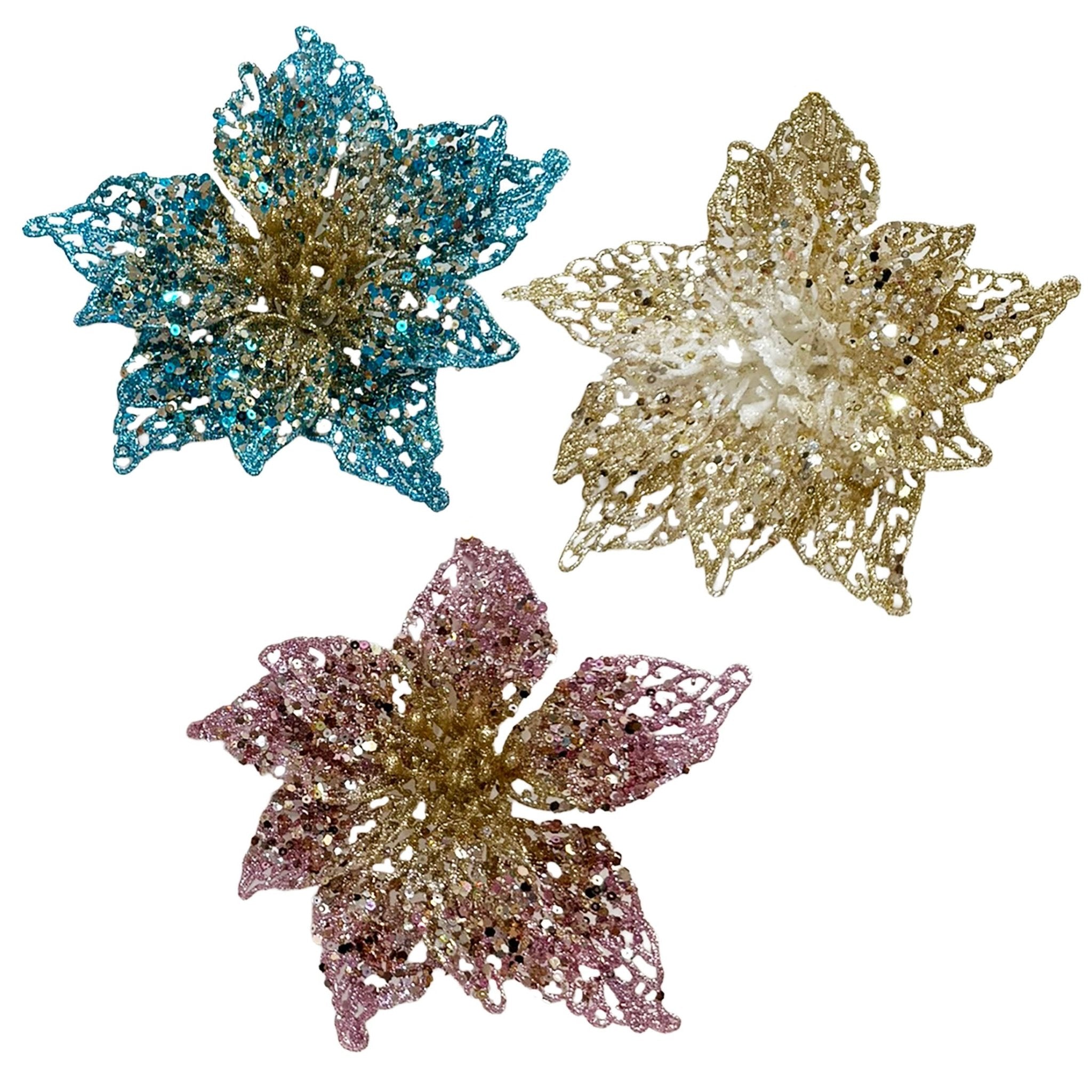 Lace Poinsettia W Clip On - Country Silk
