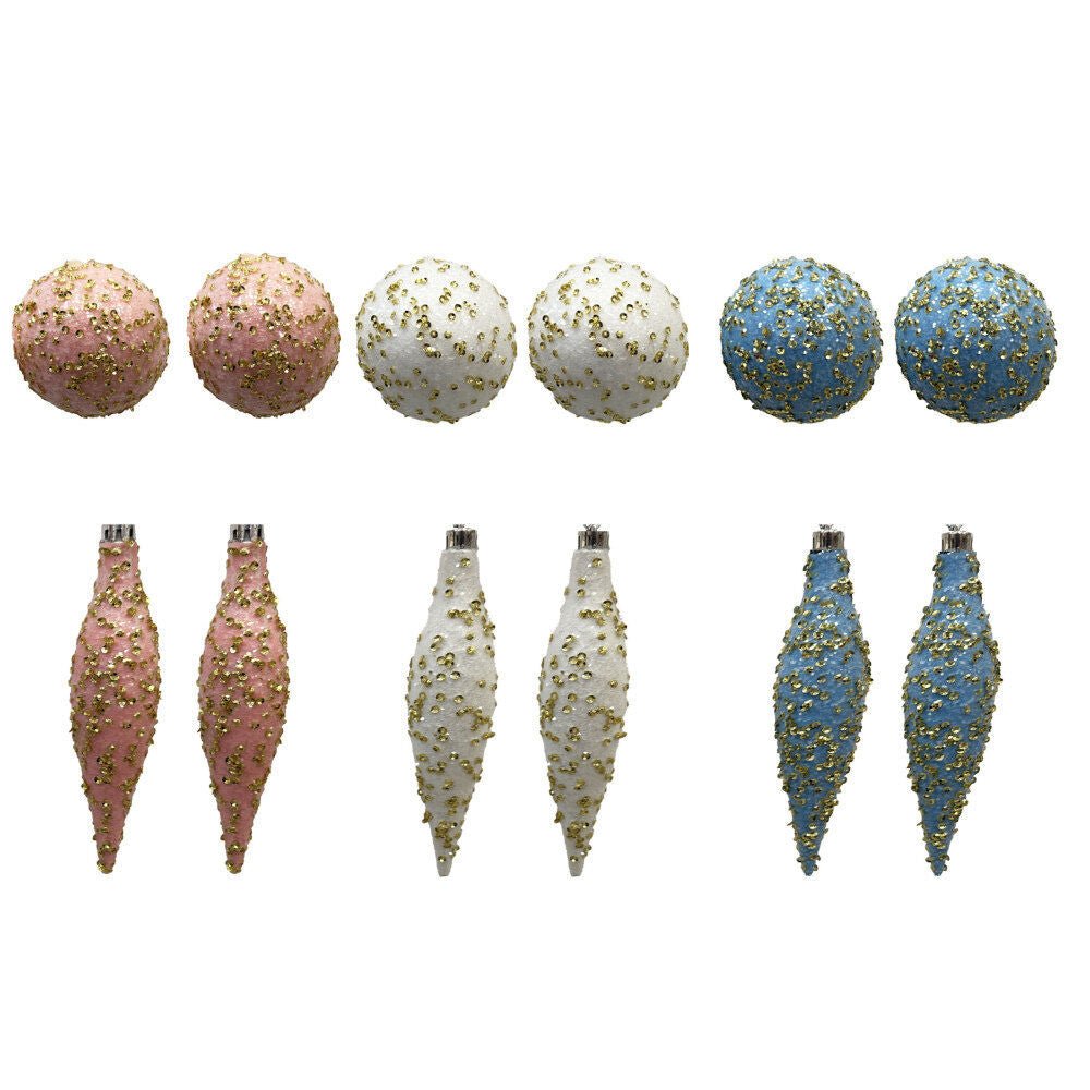 2Pk Ball Orn And 2Pk Torpedo Orn With Gl - Country Silk