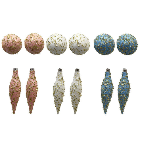 2Pk Ball Orn And 2Pk Torpedo Orn With Gl - Country Silk