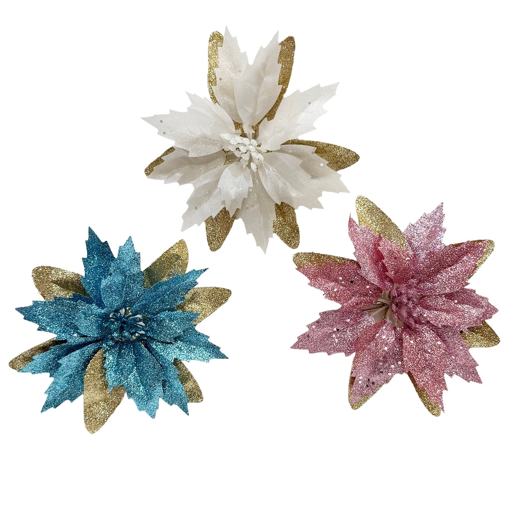 Multi Layer Clip On Fabric Poinsettia - Country Silk