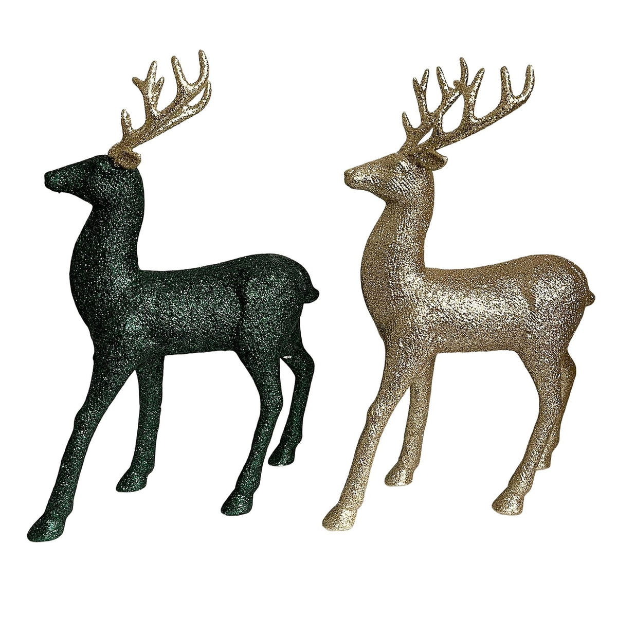 Large Glitter Table Top Reindeer With Gl - Country Silk