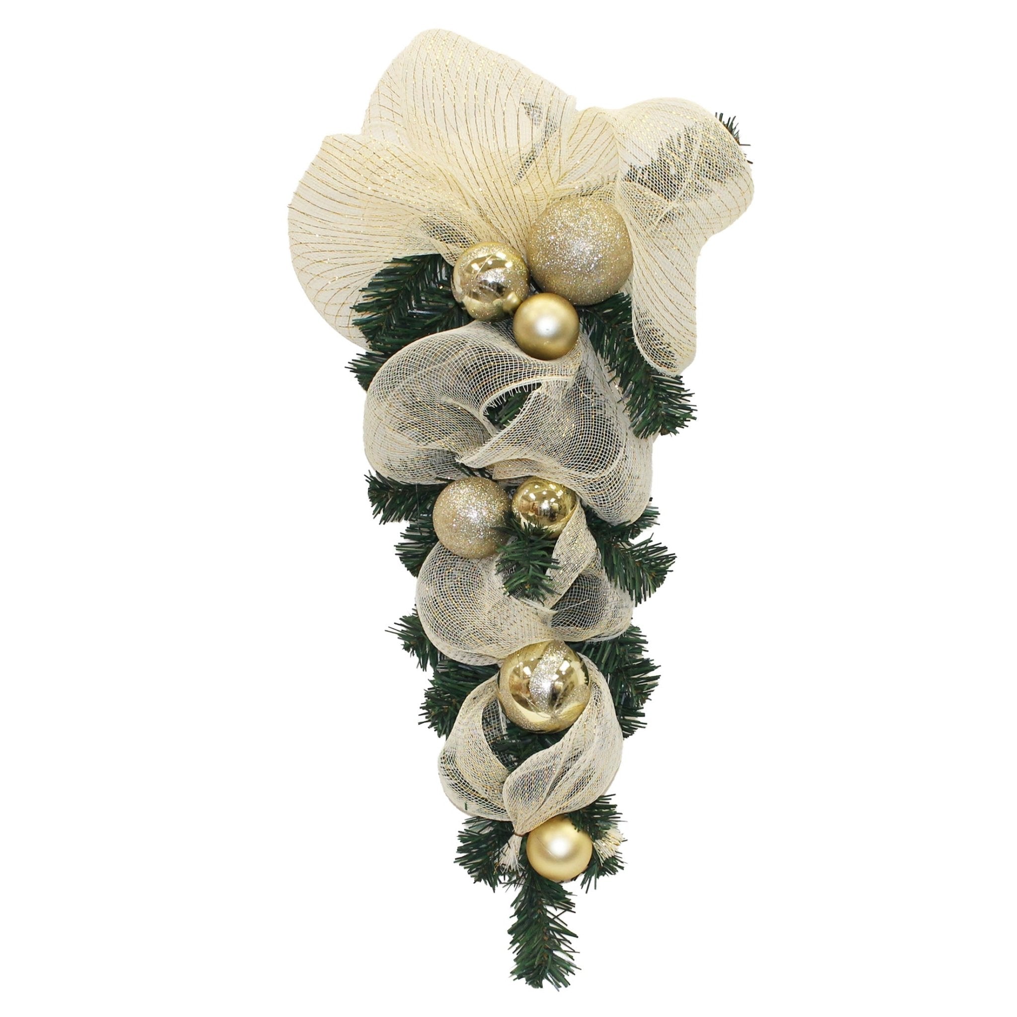 24 Pvc Mesh Teardrop W Balls - Country Silk