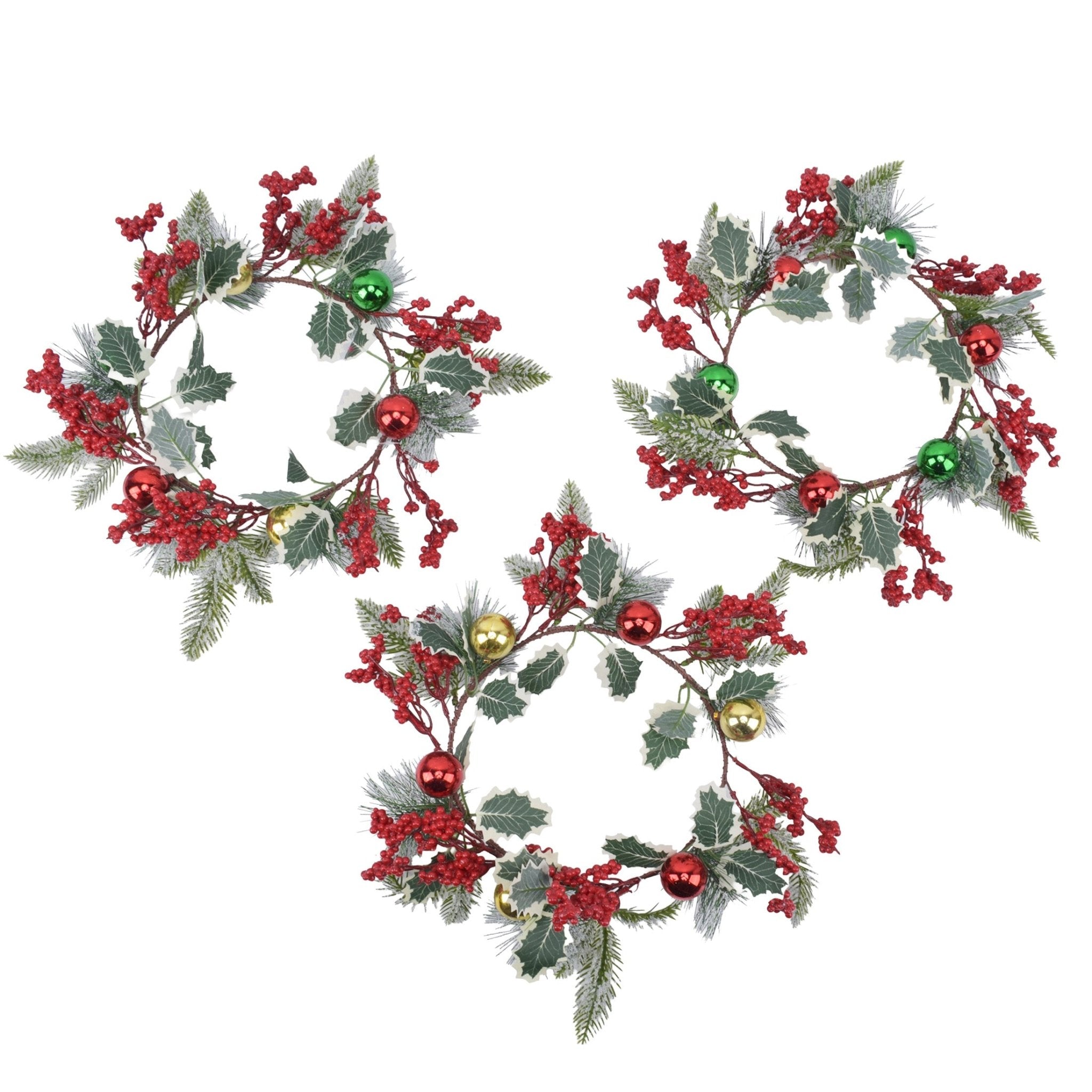 15.7 Inch Holly Wreath With Berries - Country Silk