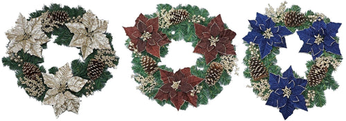 22 Inch Pvc Wreath With Poinsettia - Country Silk