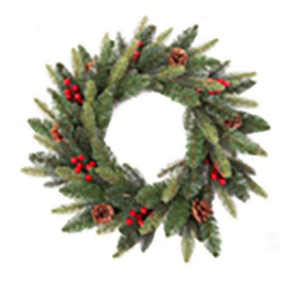 19.7 Inch Real Touch Wreath With Berries 2 - Country Silk