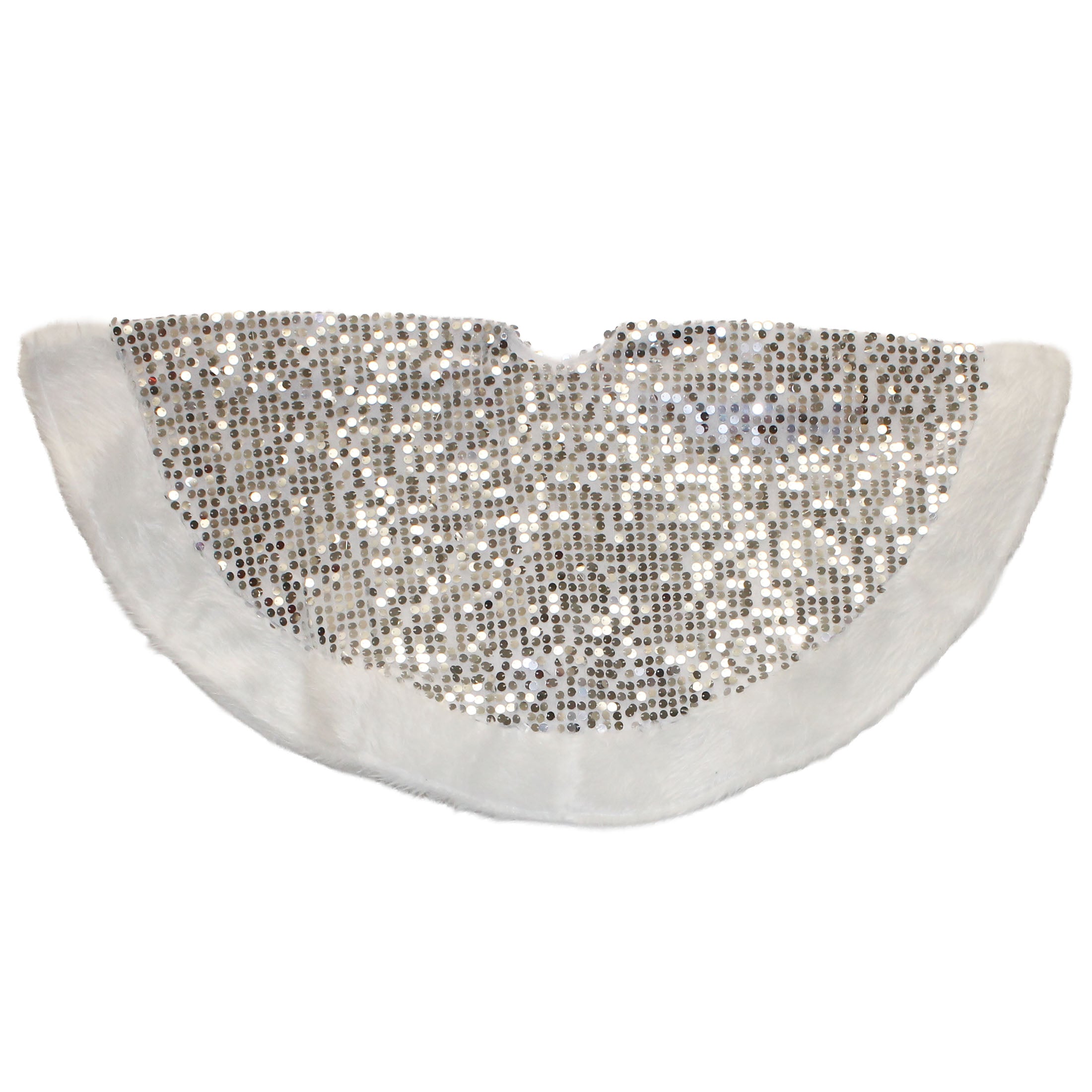 40 Sequin Tree Skirt W White Furry
