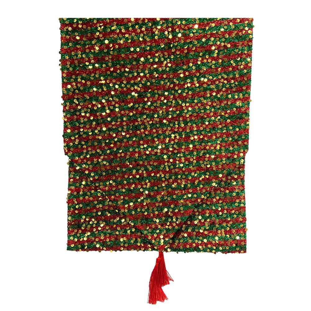 Diameter Sequin Glitter Table Runner Solid And Stripe - Country Silk