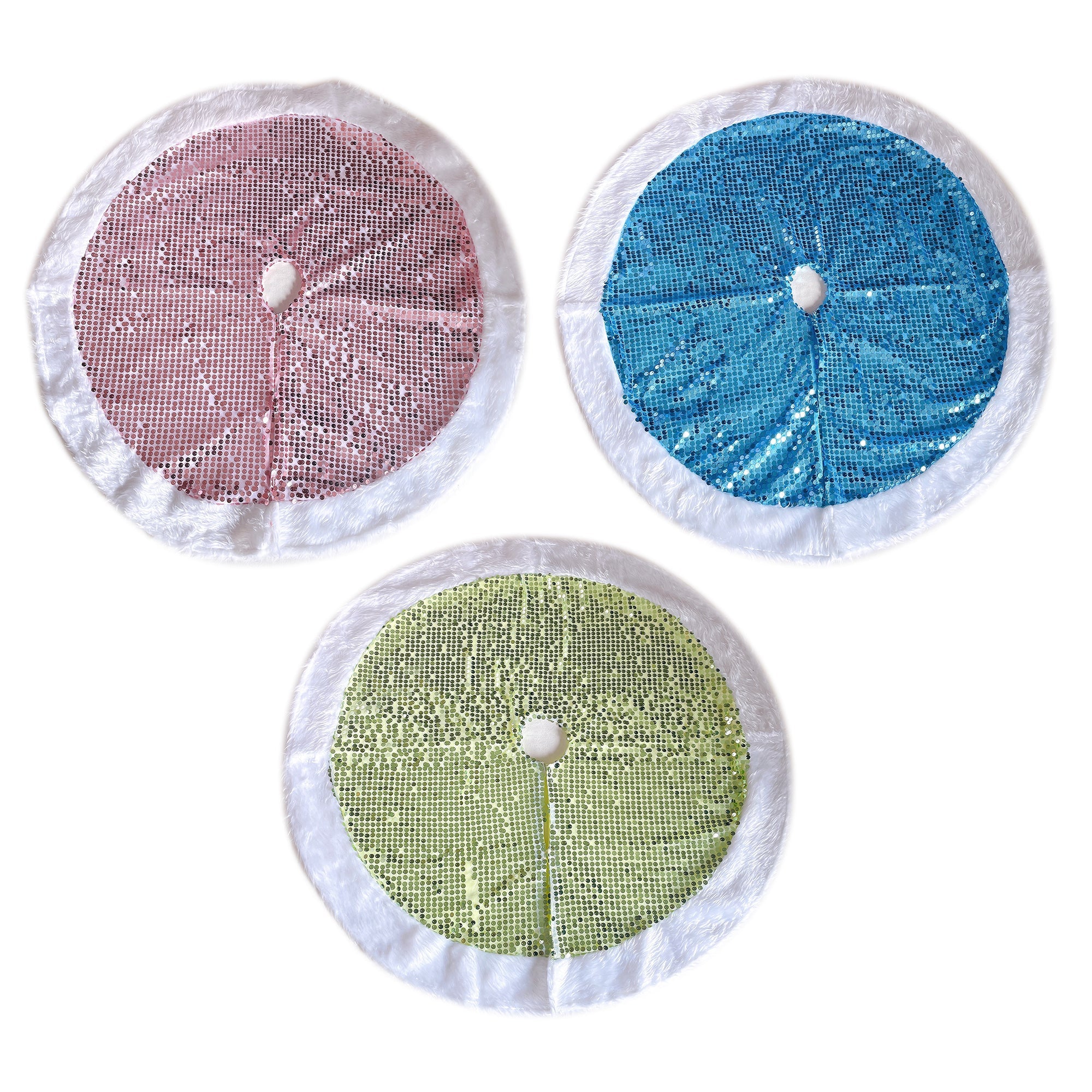 40 Inch Sequin Tree Skirt Withwhite Fu - Country Silk